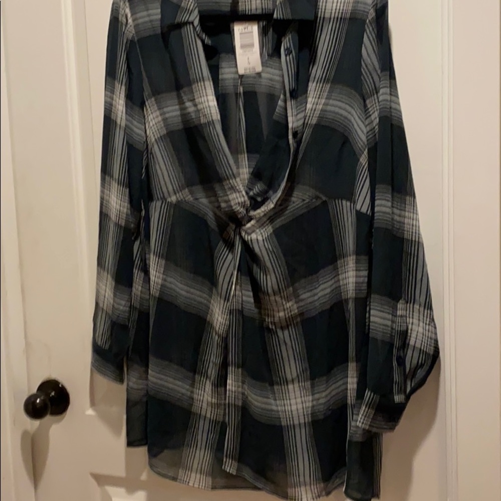 Torrid green plaid chiffon tunic